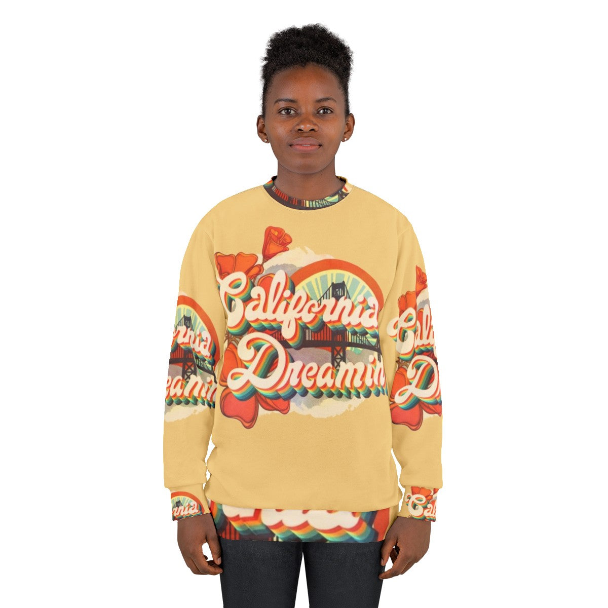 Vintage California Dreamin' Sweatshirt with Psychedelic Music Graphic - women