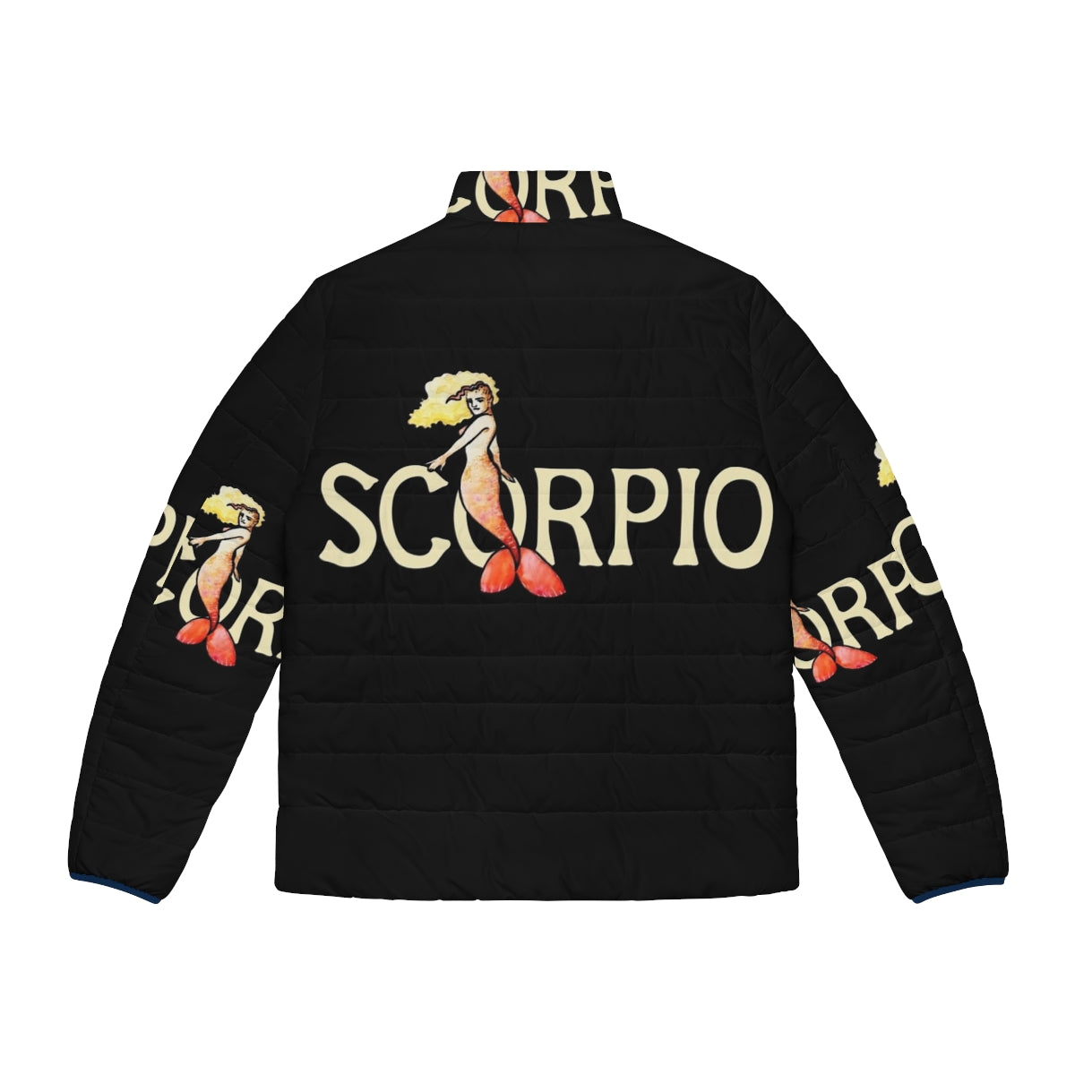 Scorpio mermaid puffer jacket with zodiac and mermaid design - Back