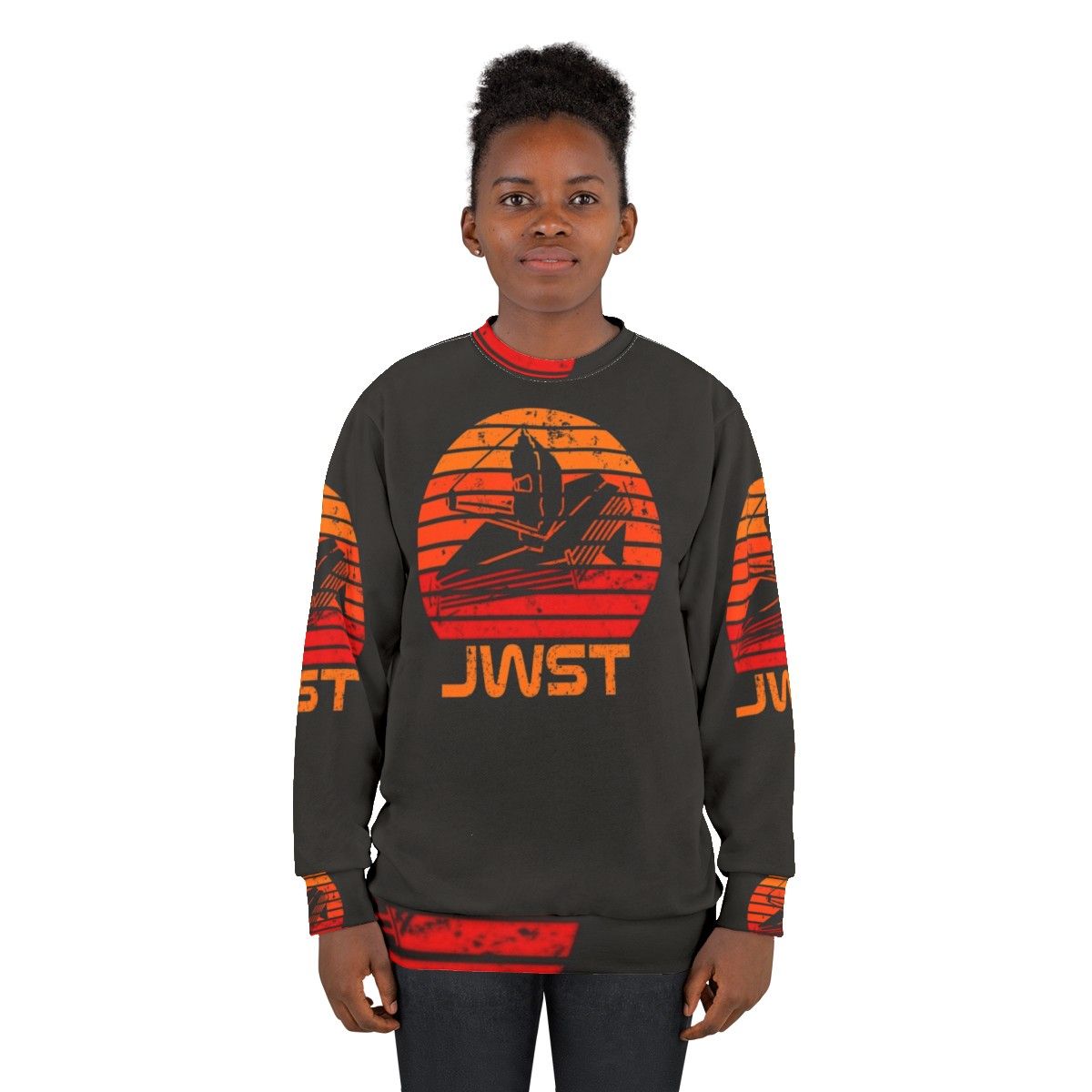 James Webb Space Telescope Sweatshirt featuring a vintage-inspired space exploration design - women