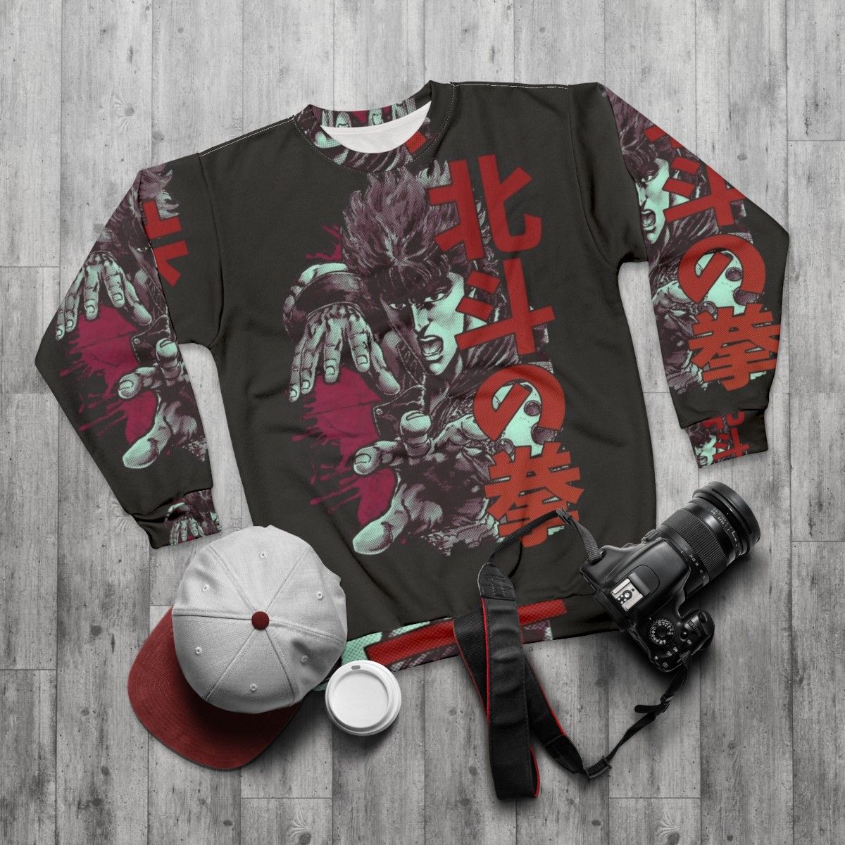 Kenshiro Fist of the North Star Anime Sweatshirt - flat lay