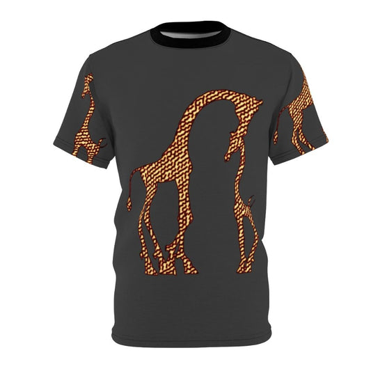 Colorful and abstract t-shirt design featuring giraffes as a legendary animal