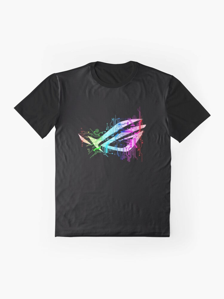 Asus ROG graphic t-shirt featuring RTX graphics for gamers - Flat lay