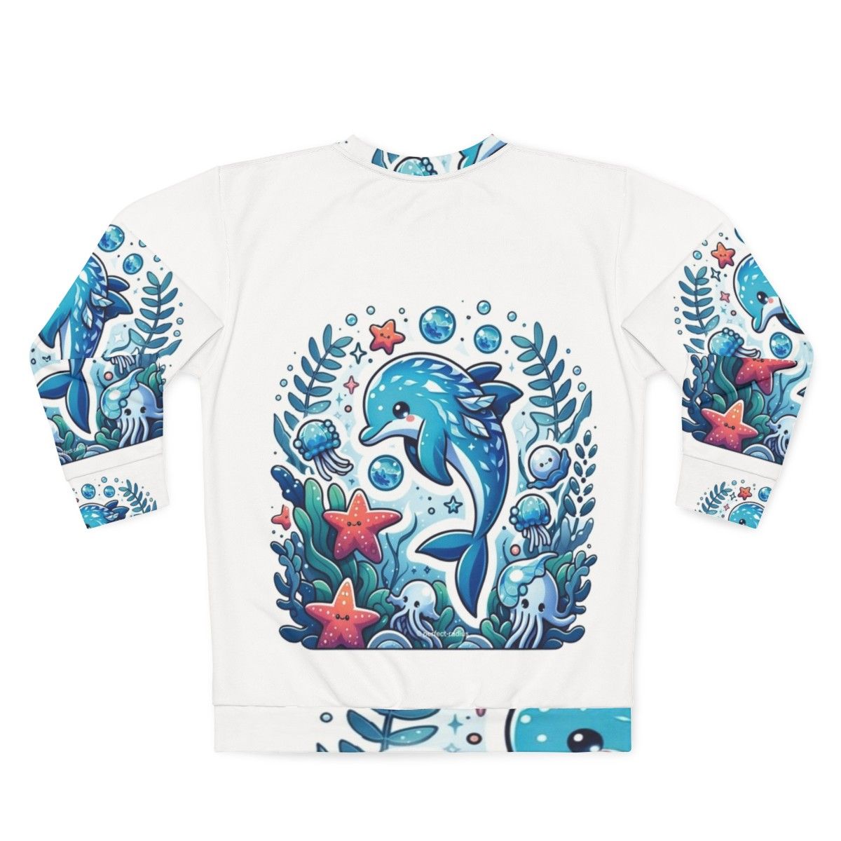 Legendary frostfin dolphin fantasy design on a cozy sweatshirt - Back