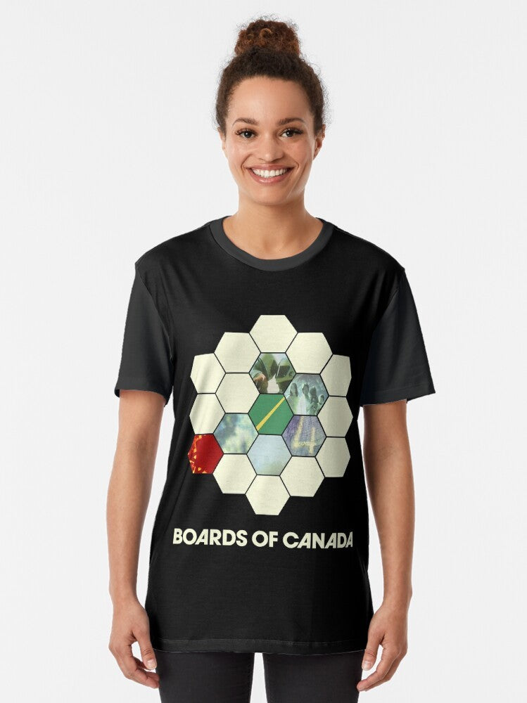 Boards of Canada graphic t-shirt featuring retro 80s electronic music design - Women