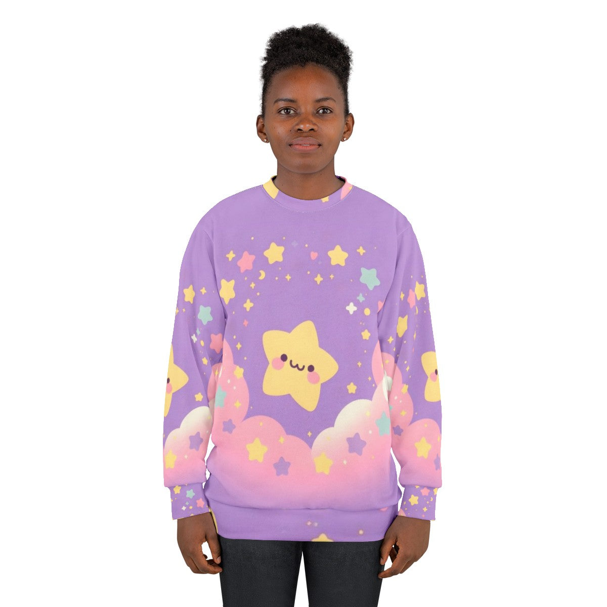 Happy star purple sky sweatshirt - women