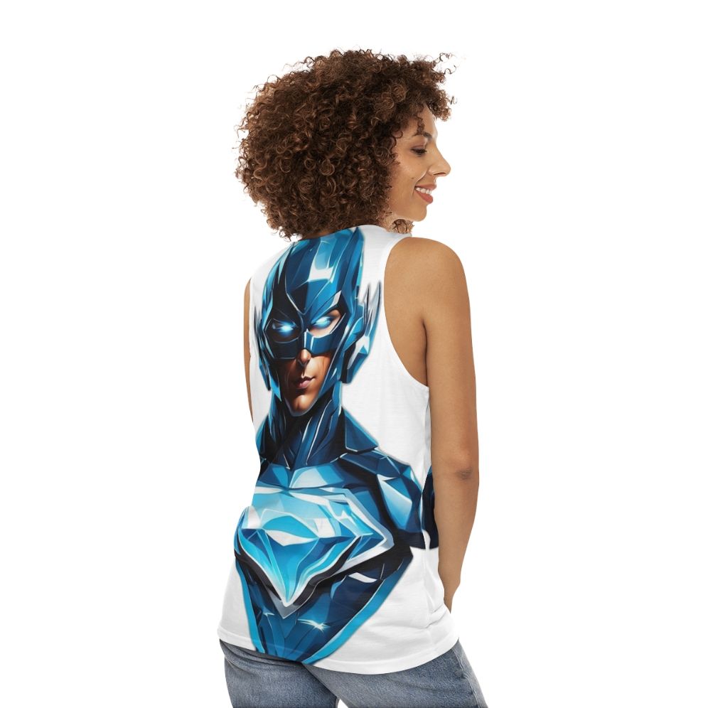 Superhero Unisex Tank Top with Glowing Diamond Logo - women back