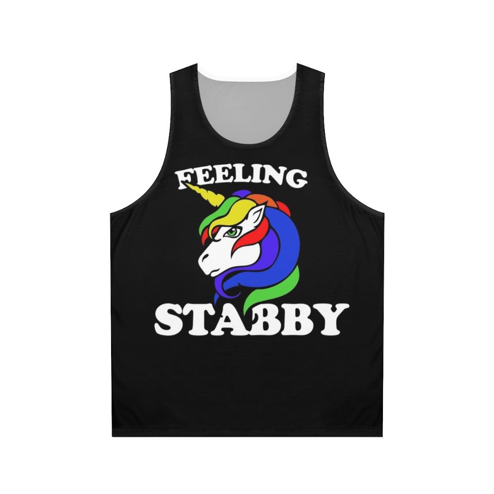 Feeling Stabby Unisex Retro Rainbow Unicorn Tank Top