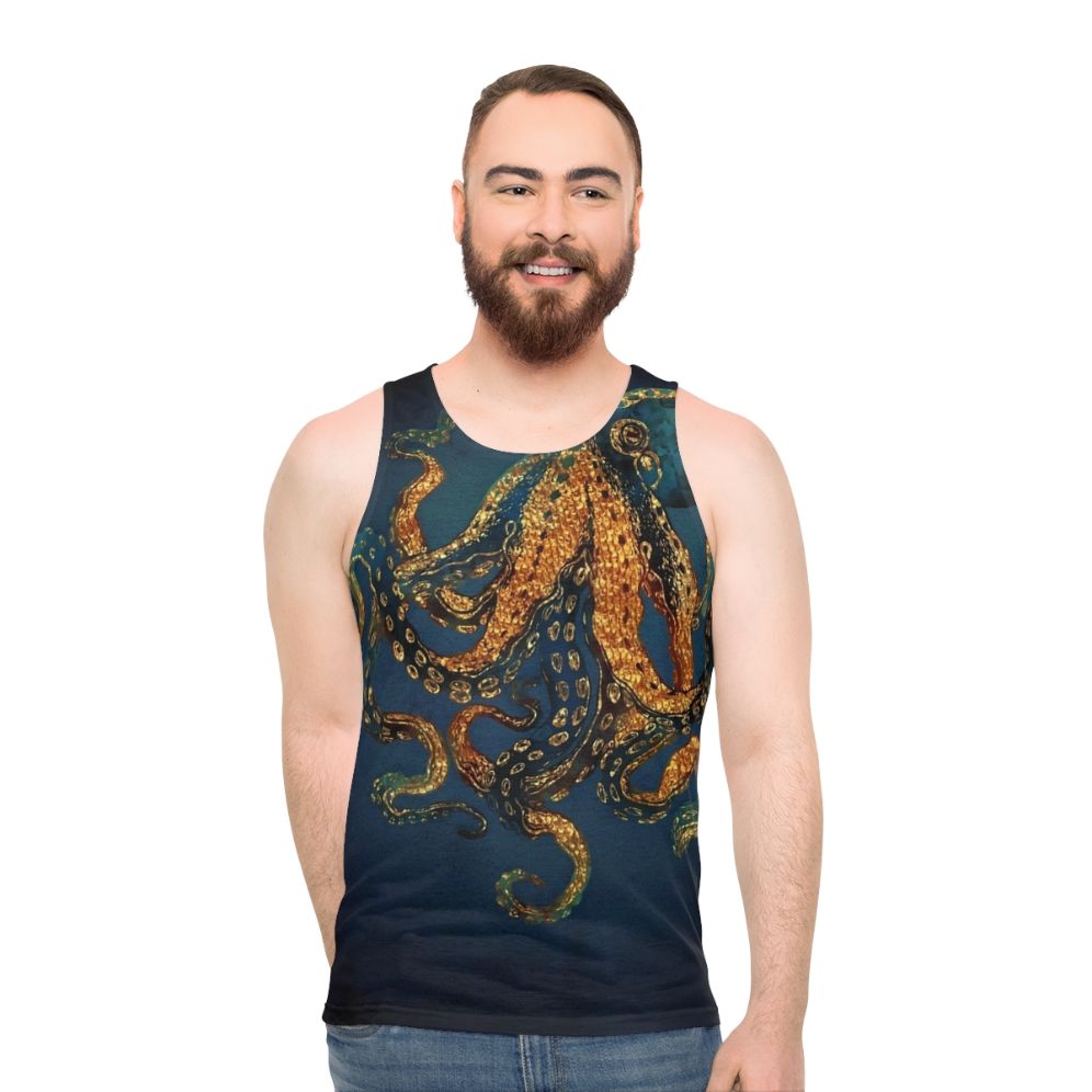 Underwater Dream Unisex Tank Top with Octopus Design - men