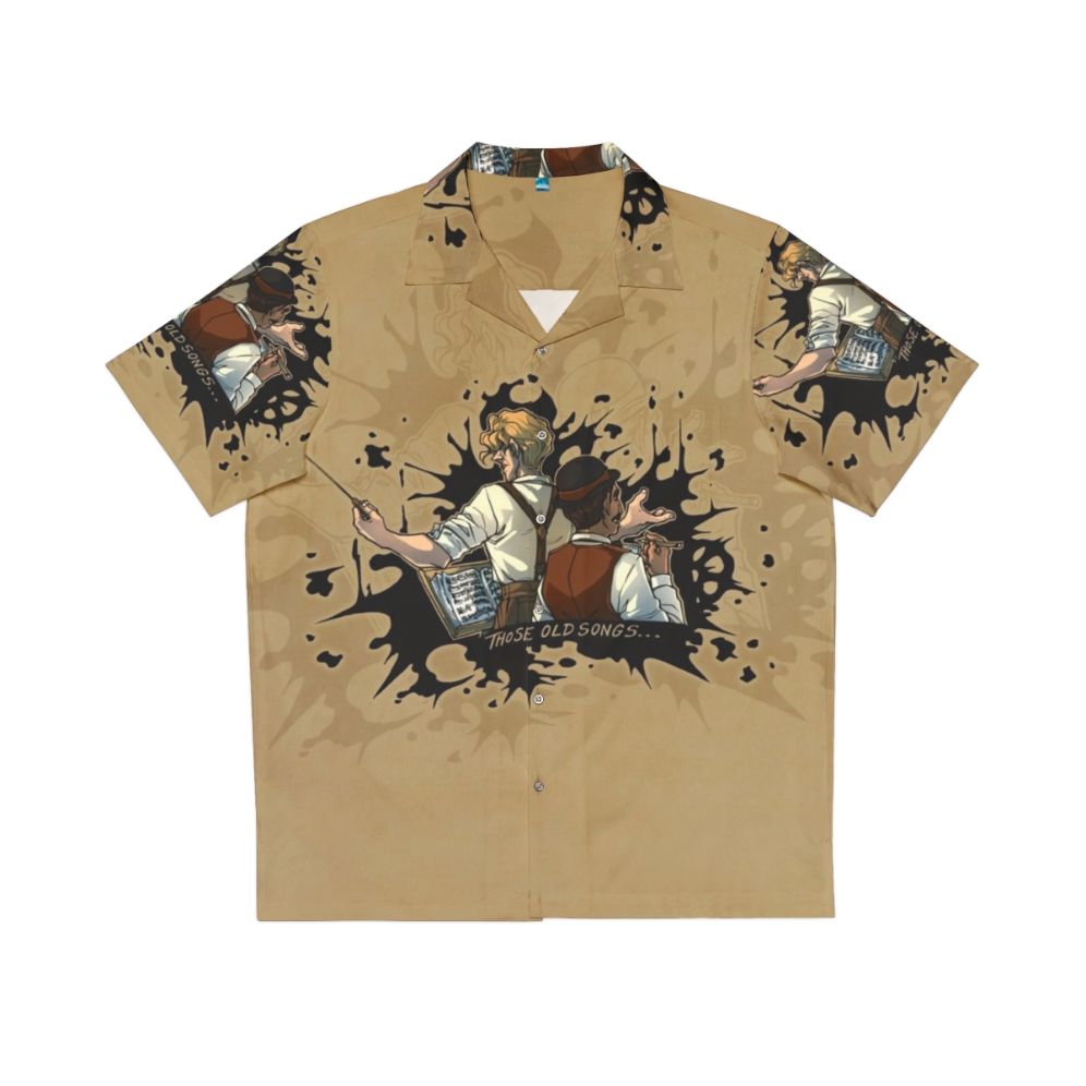 Vintage-style Hawaiian shirt with abstract ink splatter design