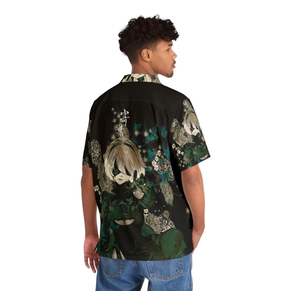 Butterflies and Garden Hawaiian Shirt with Anime Inspired Floral Print - People Back