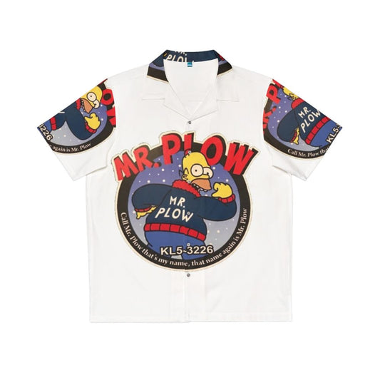 Retro Hawaiian Shirt with Mr Plow Snow Truck Design