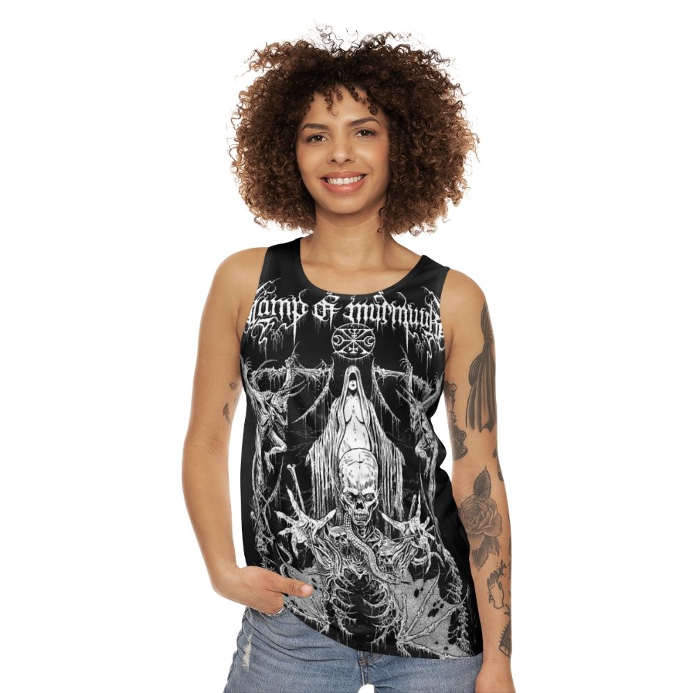 Black metal unisex tank top - women