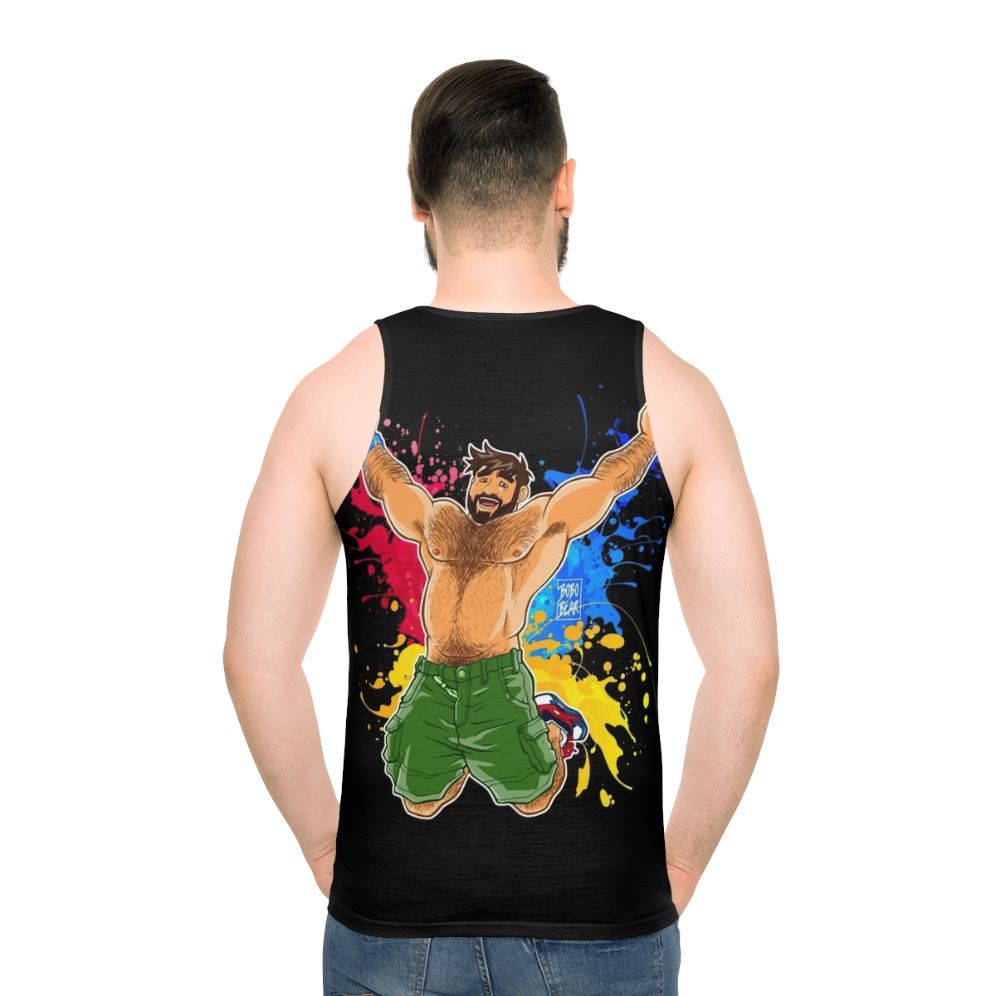 Unisex tank top with bear, otter, and pride designs - men back