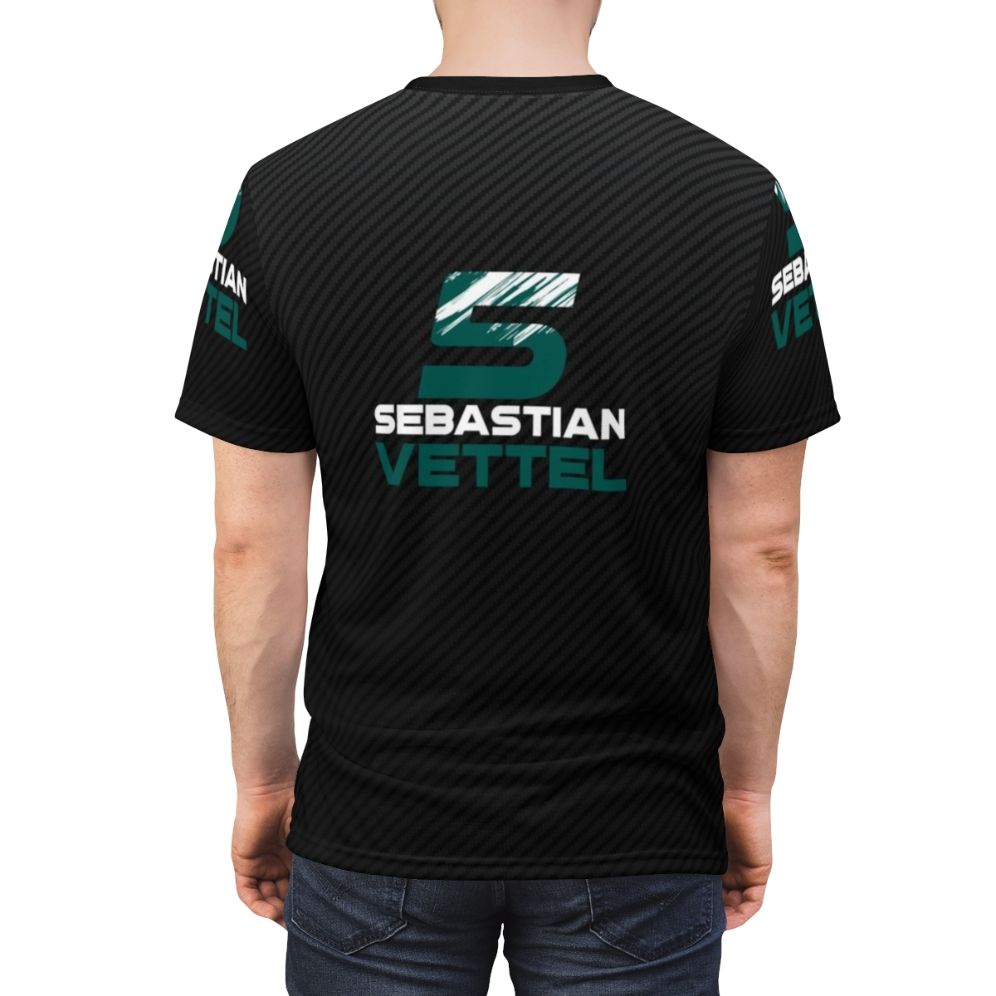 Sebastian Vettel inspired five-time Formula 1 champion racing driver t-shirt - men back