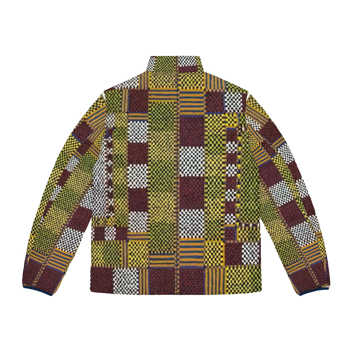 Puffer jacket with colorful geometric patterns inspired by the artwork of Alfred Jensen - Back