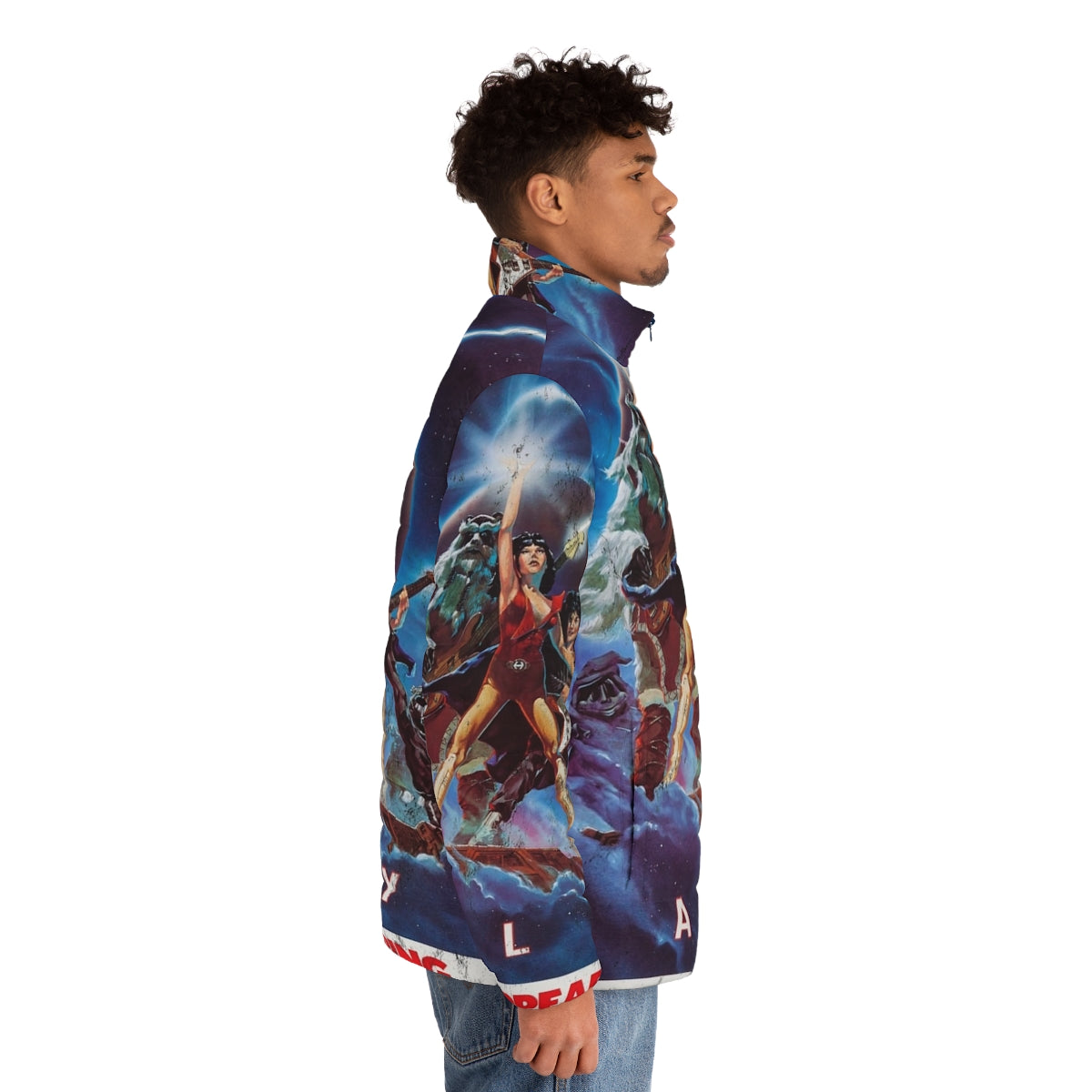 Vintage Haylx puffer jacket with faded sci-fi and Disney inspired design - men side right