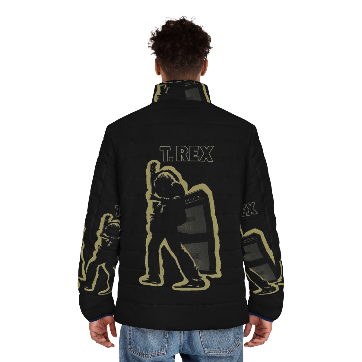 Electric Warrior Puffer Jacket 2 featuring a vintage T. Rex and glam rock inspired design - men back