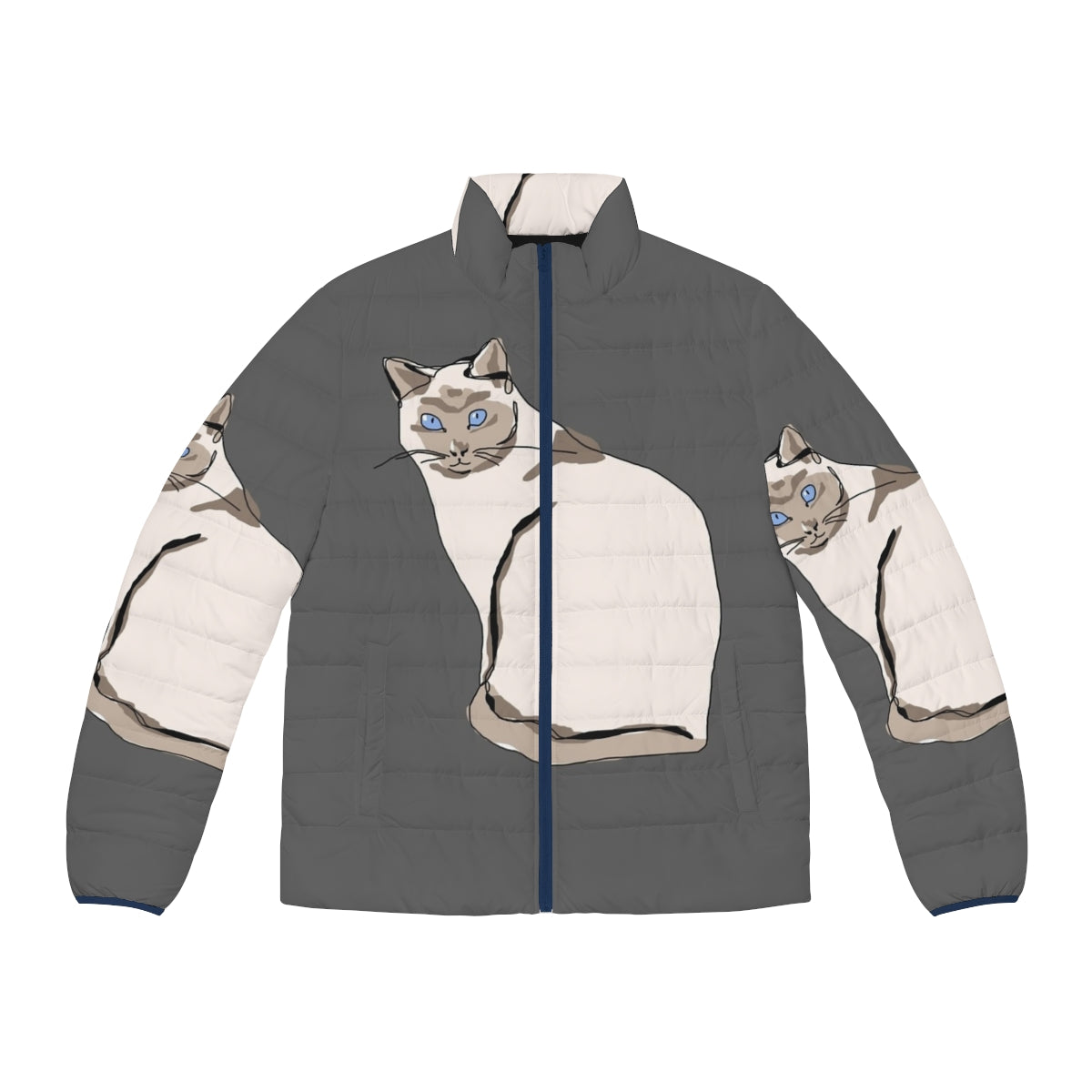 A cozy cat puffer jacket in a trendy design for keeping your feline friend warm and comfortable this winter.