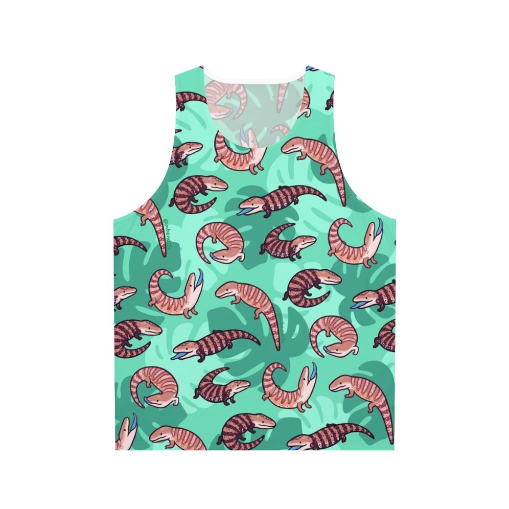 Blue tongue skink cartoon design on unisex tank top