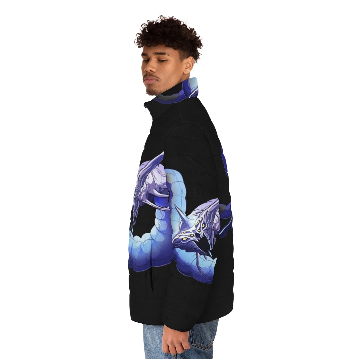 Ghost Leviathan Puffer Jacket Featuring Subnautica Alien Design - men side left