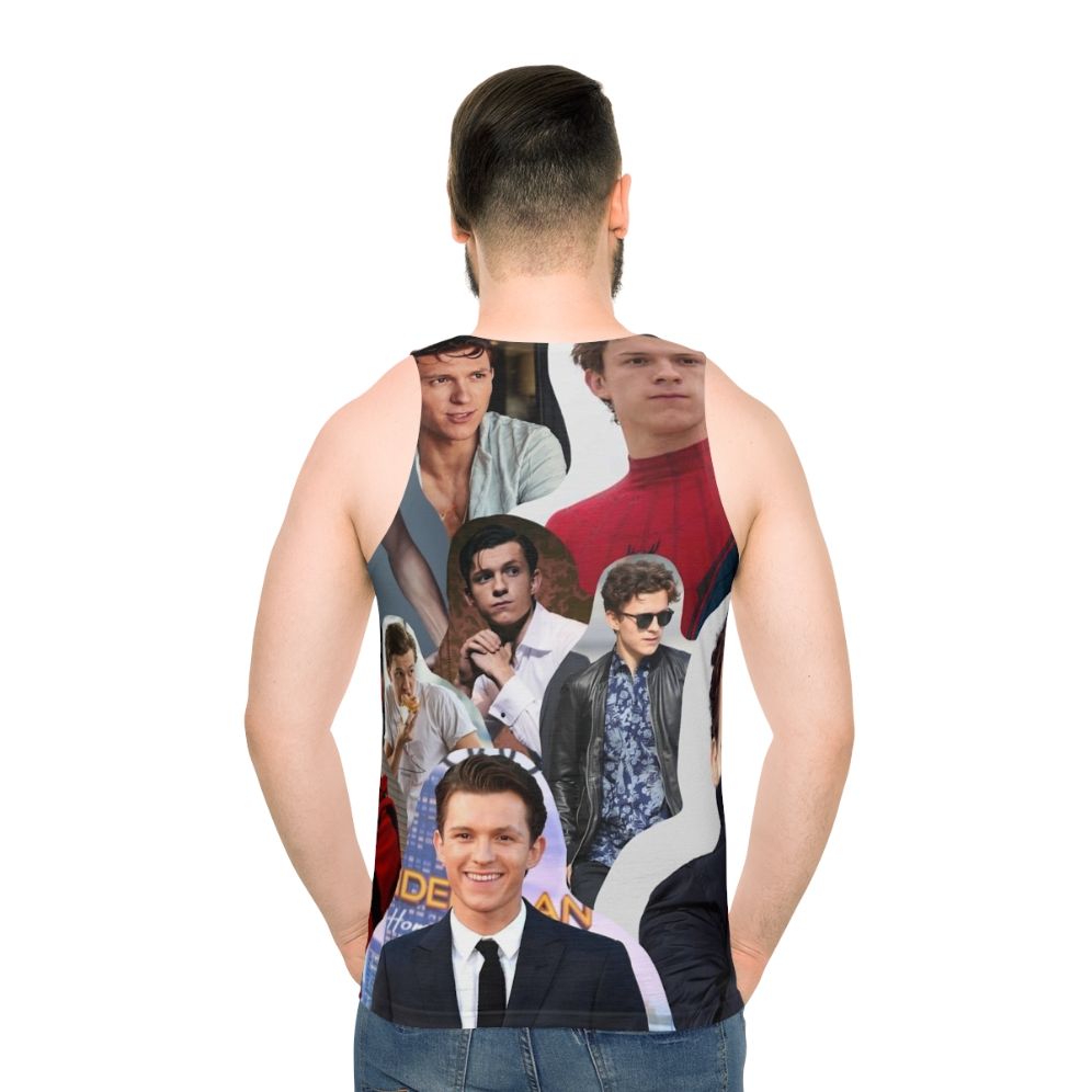 Tom Holland Spider-Man Superhero Collage Unisex Tank Top - men back