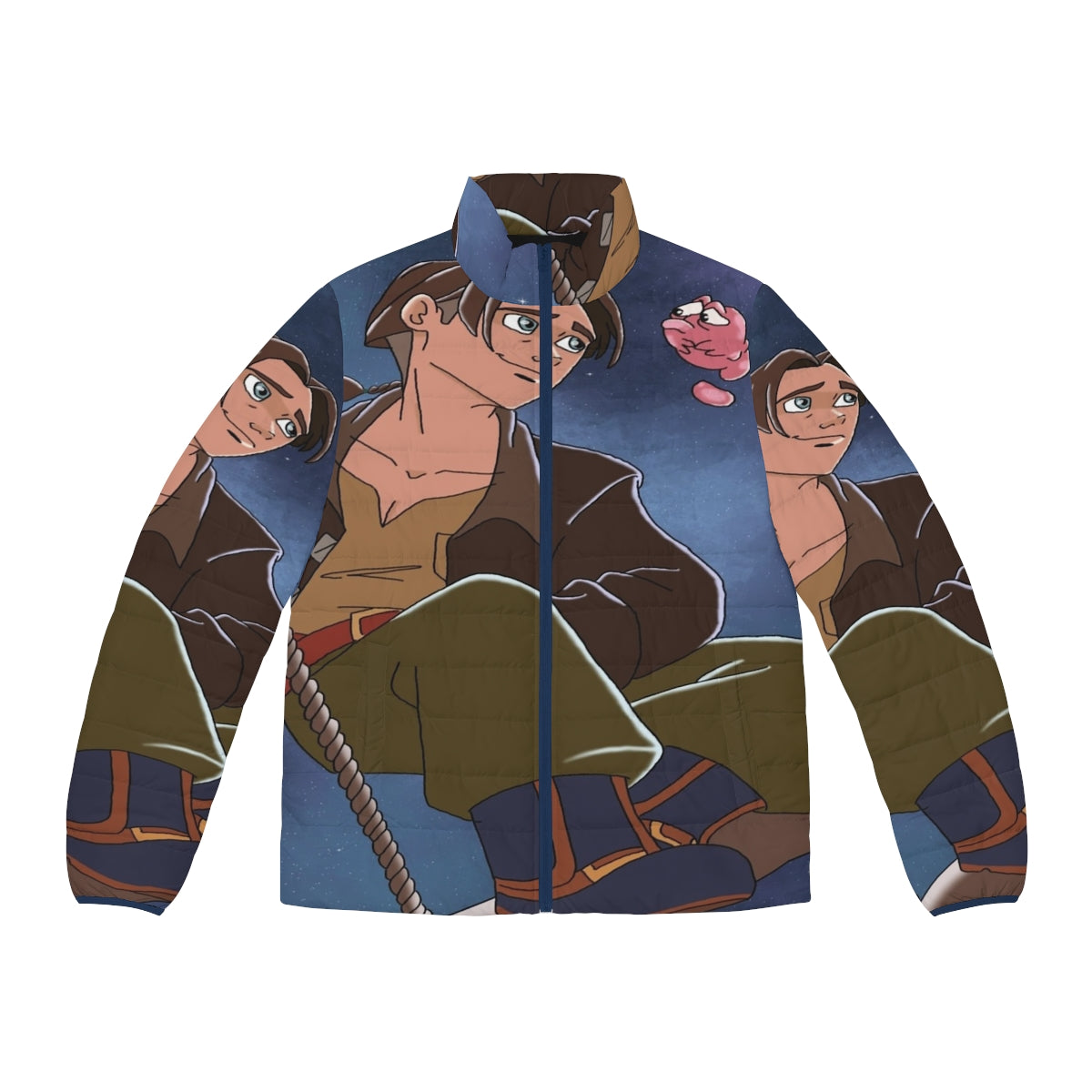 Treasure Planet inspired puffer jacket with space and galaxy graphics