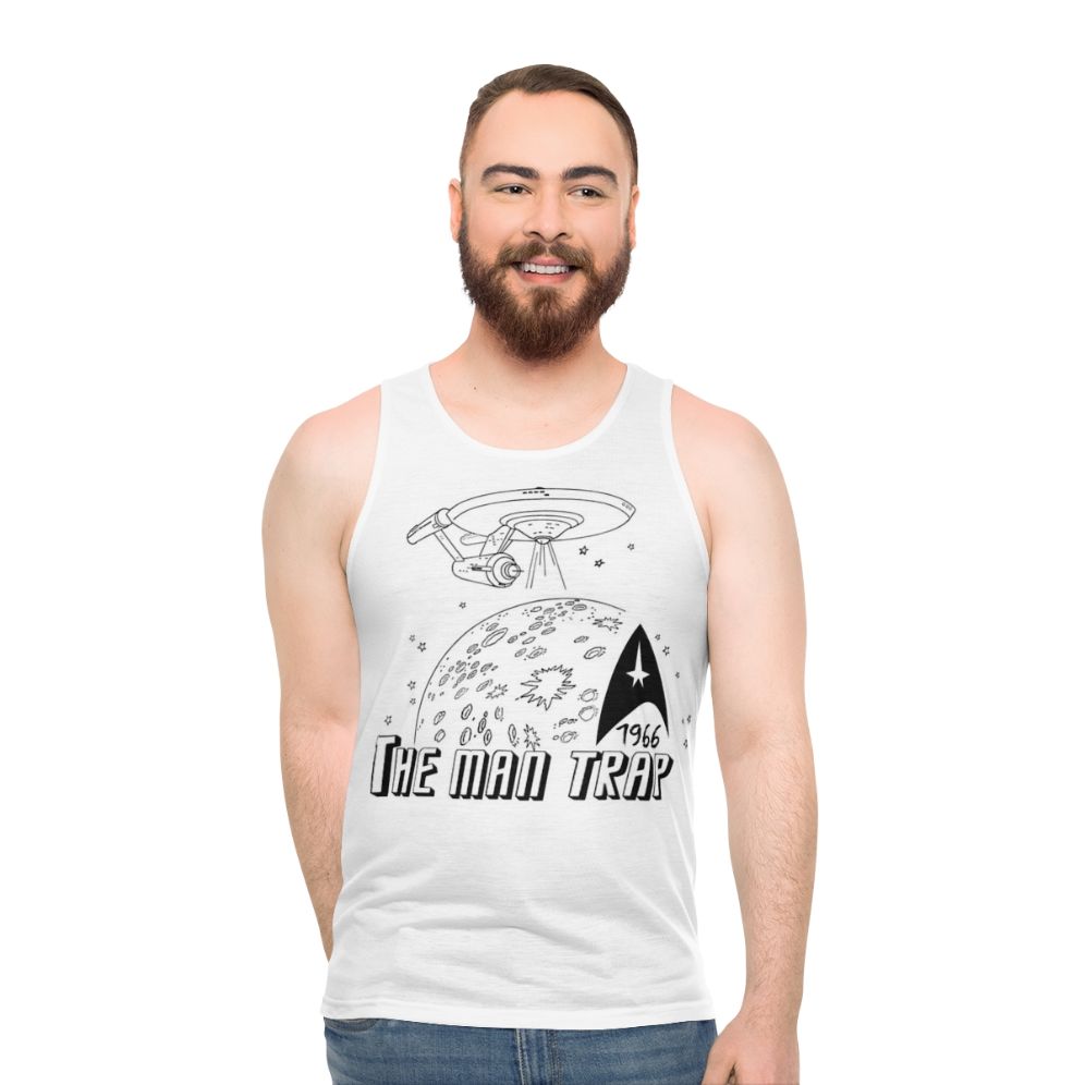 Star Trek unisex tank top featuring The Man Trap graphic - men