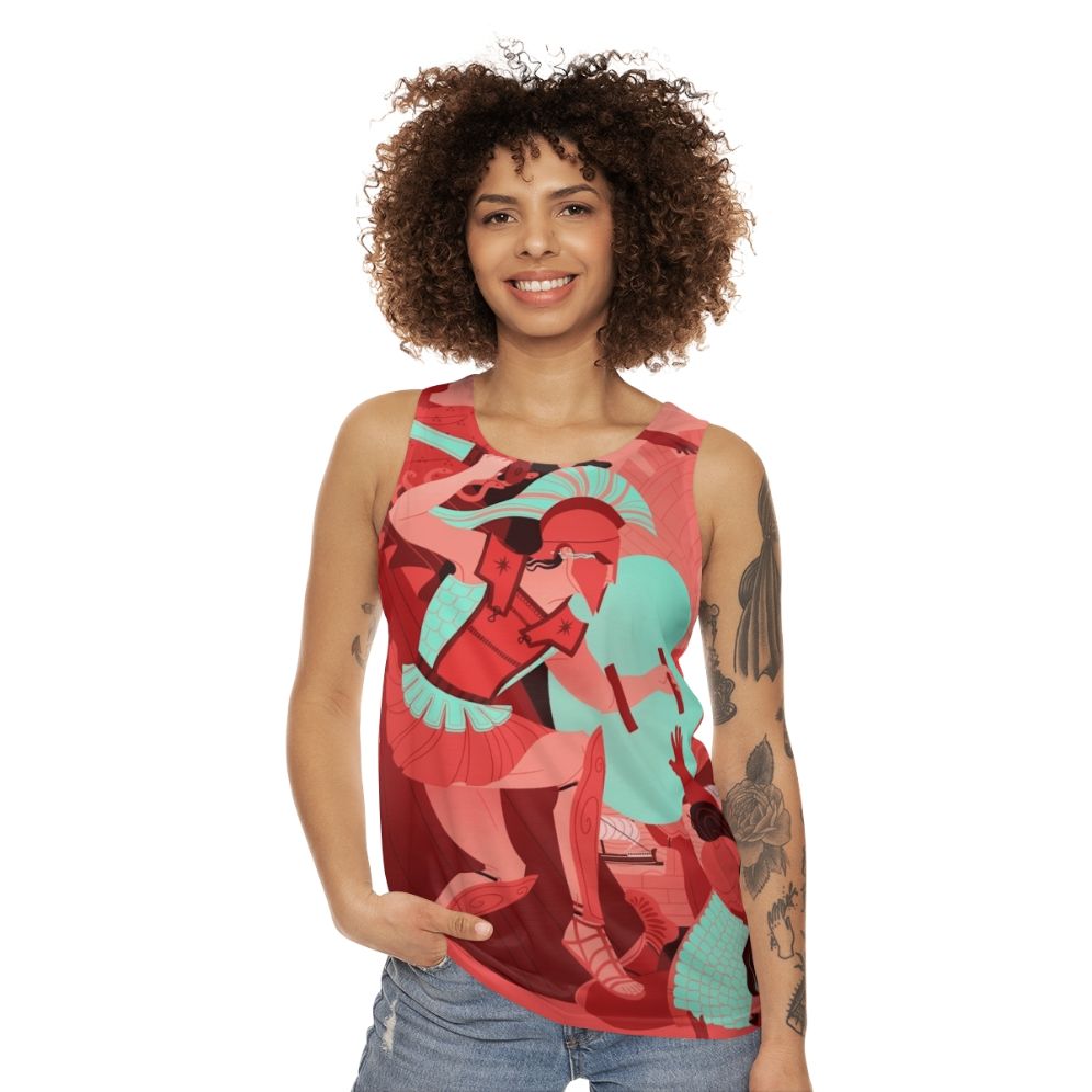 Unisex Iliad Tank Top featuring Greek mythology imagery - women