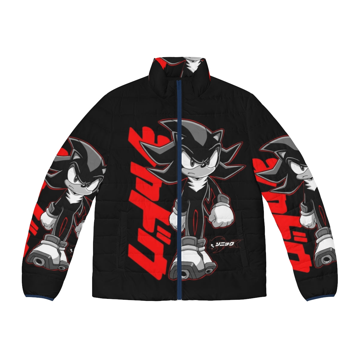 Sonic x Shadow Vintage Inspired Puffer Jacket with Retro Anime Aesthetic