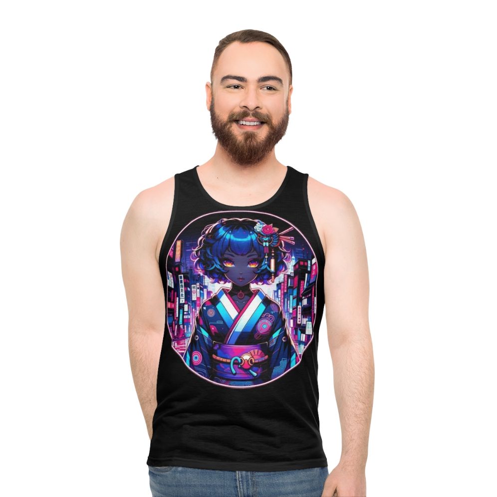 Cyber Geisha Dreams Unisex Cyberpunk Tank Top - men