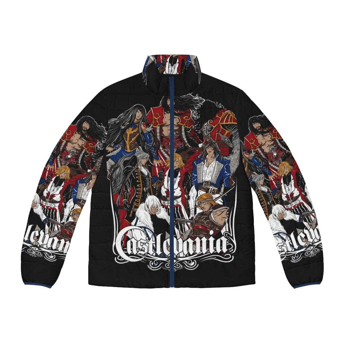 Castlevania inspired video game art puffer jacket