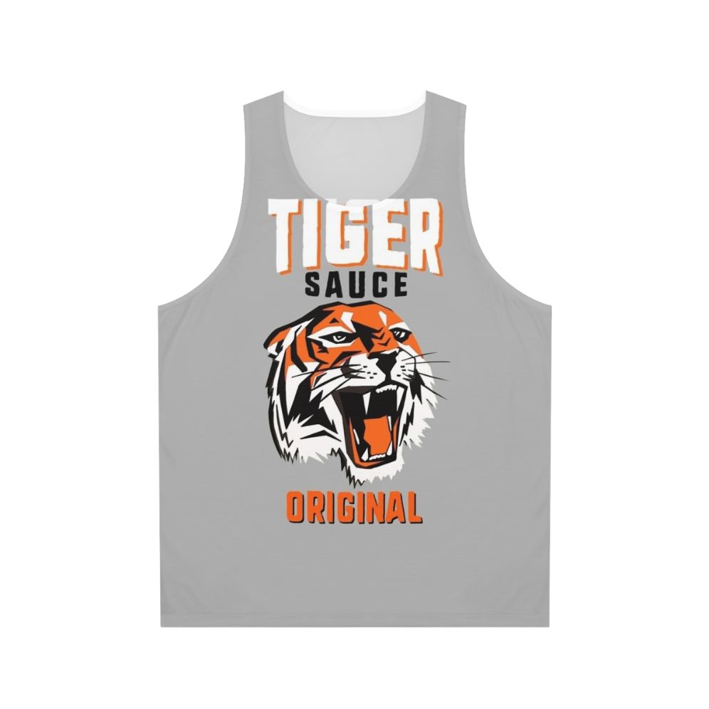 Unisex tank top with tiger sauce graphic