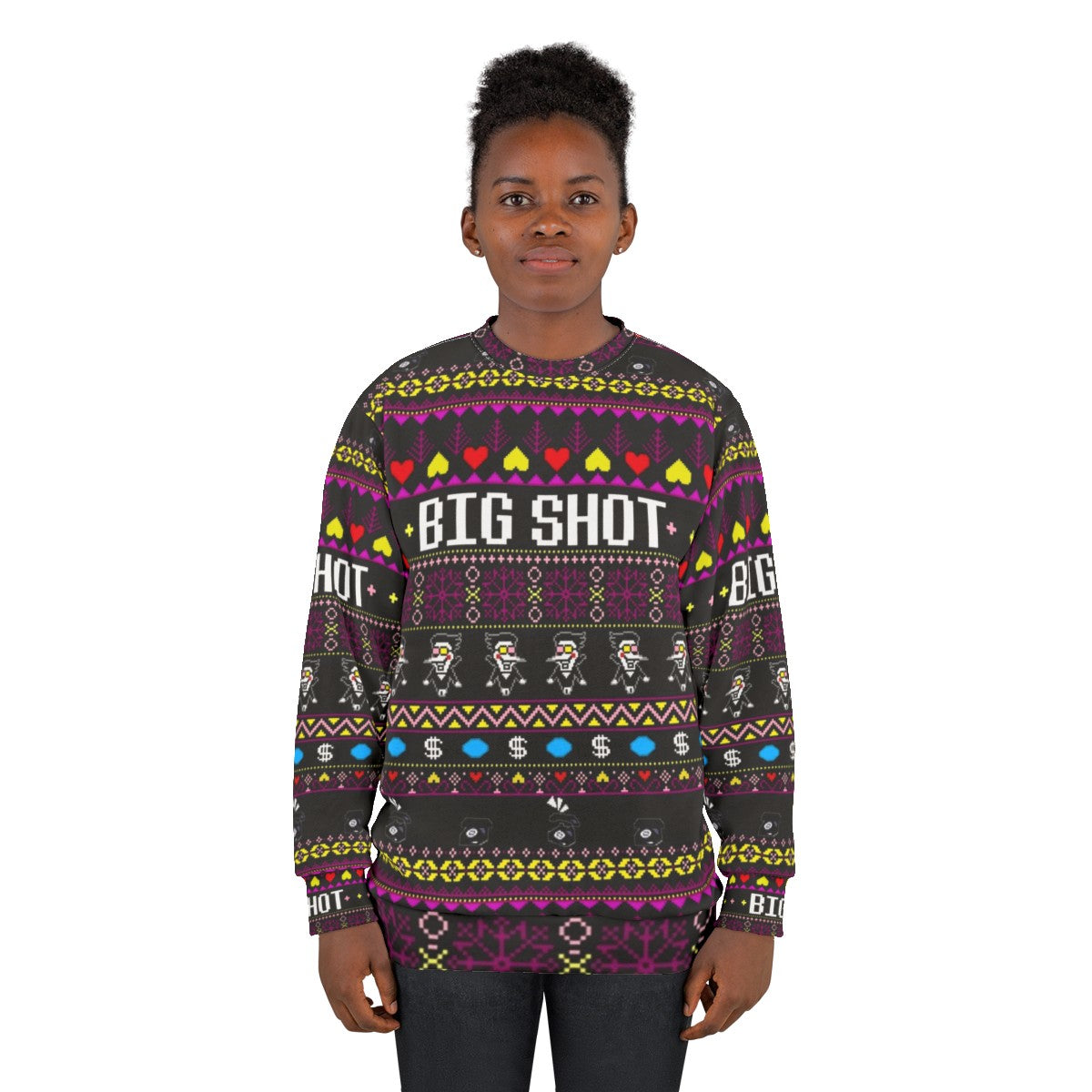 Spamton's Big Shot Kromer Krismas Gaming Sweatshirt - women