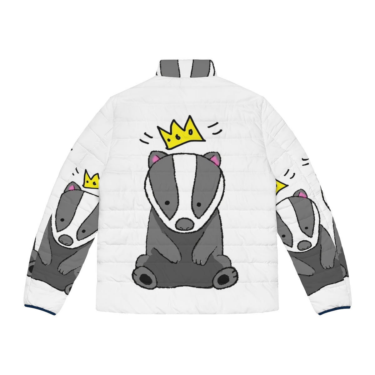 Chunt the Badger King puffer jacket featuring Hello From the Magic Tavern podcast design - Back