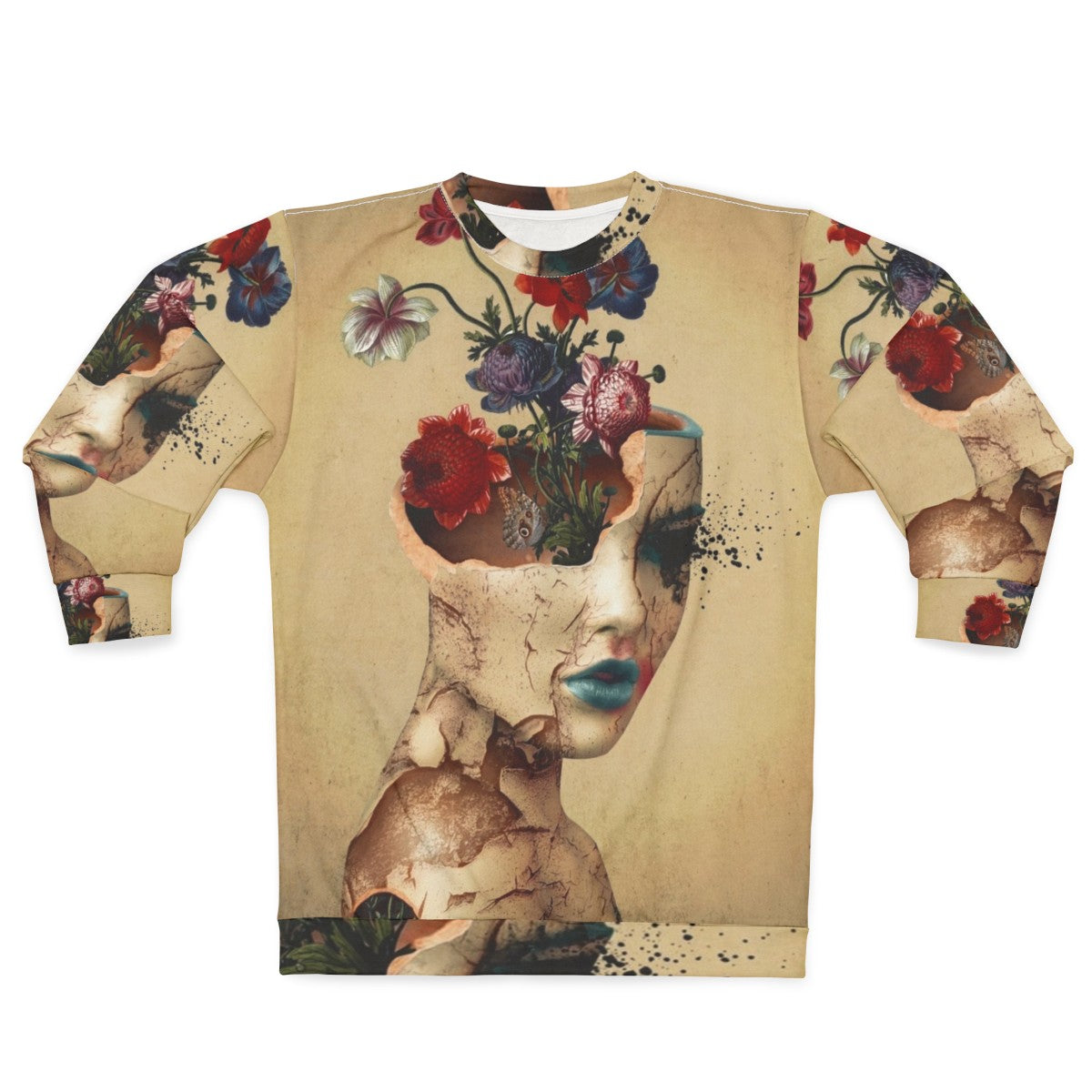 Broken Beauty Women's Floral & Grunge Digital Art Sweatshirt