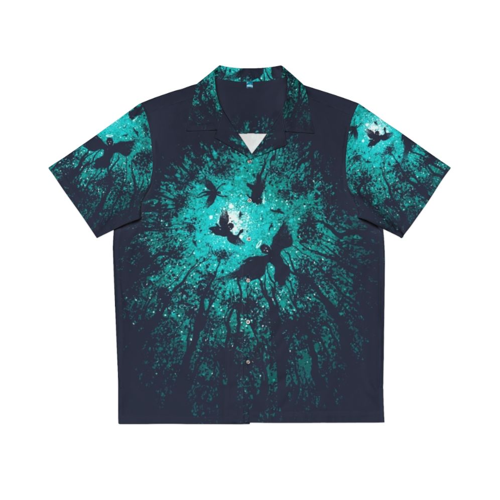 Celestial Angels Hawaiian Shirt with blue, forest, and nature motifs