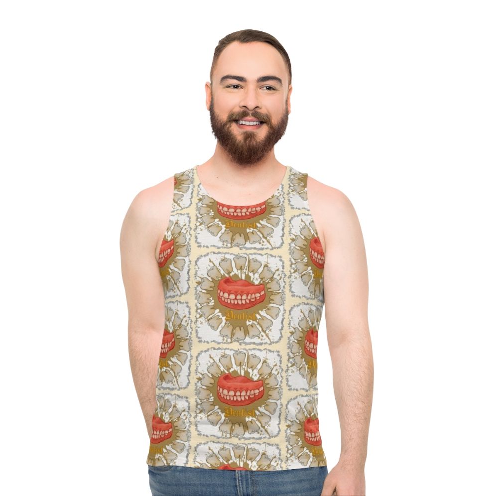 Dentist unisex tank top with dental-themed design - men