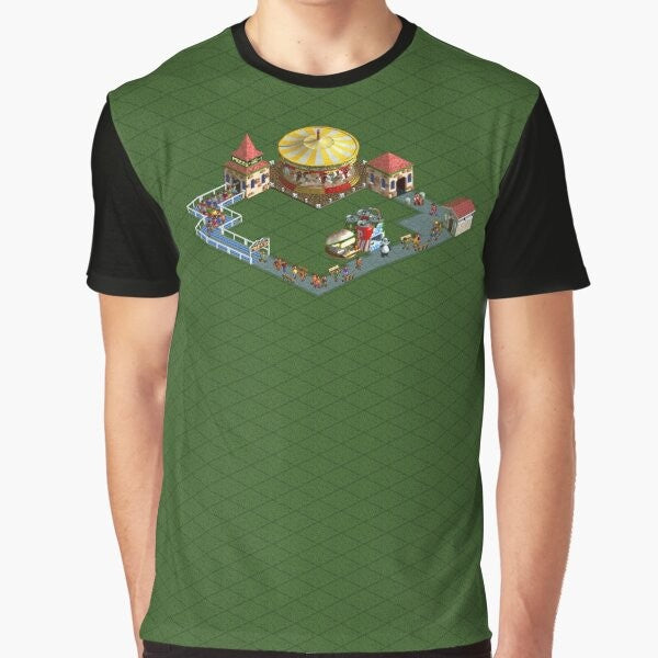 Rollercoaster Tycoon Merry Go Round Graphic T-Shirt