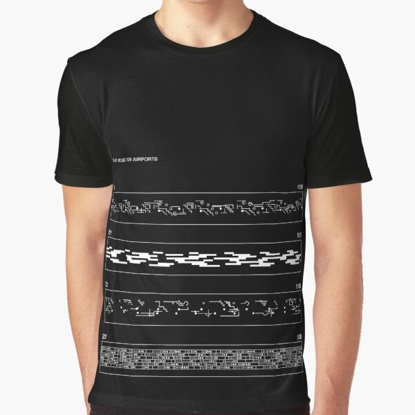 "Ambient Music for Airports" graphic t-shirt featuring minimalist design inspired by Brian Eno's iconic album