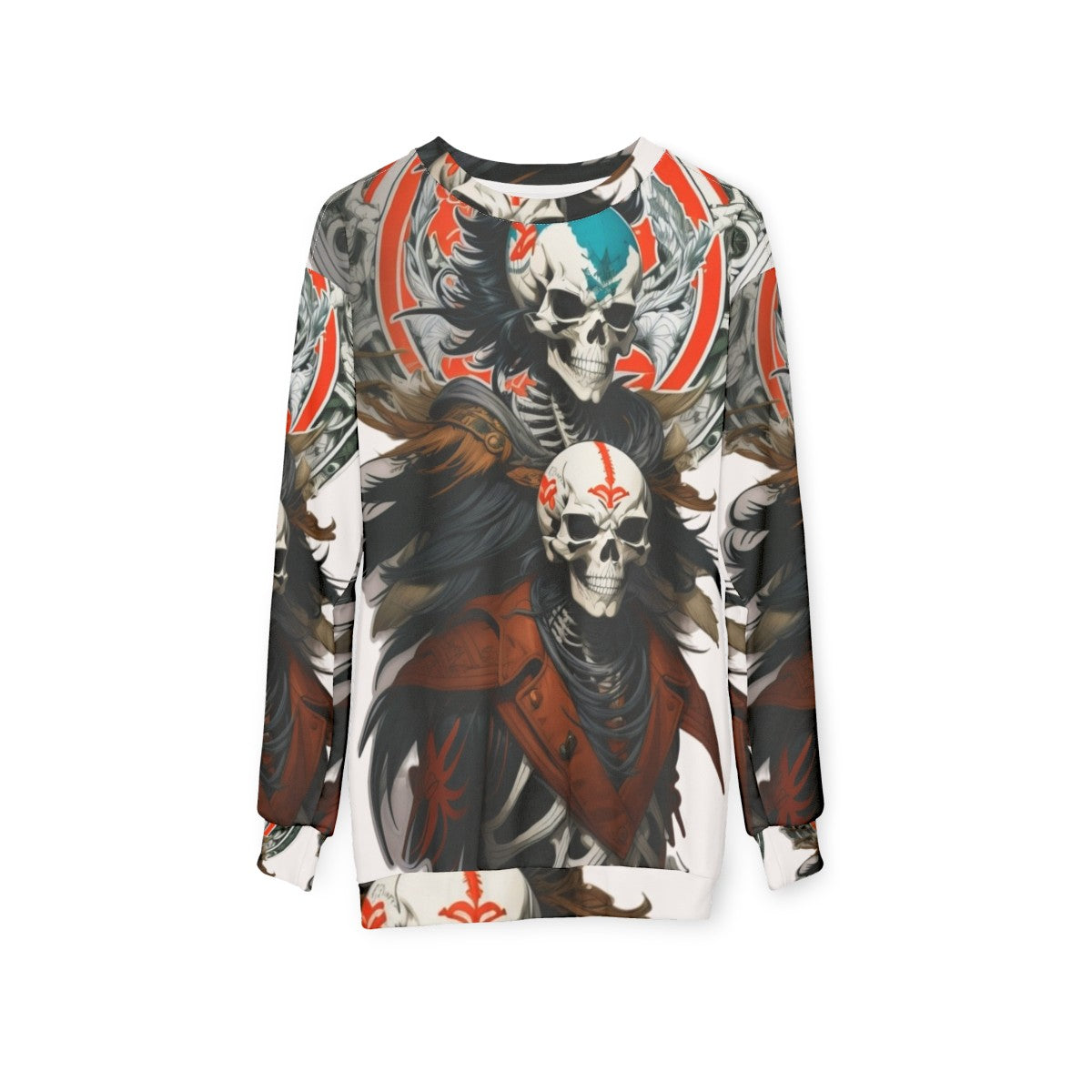 Dark fantasy skeleton warrior design on a sweatshirt - hanging