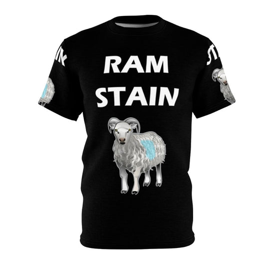 Funny graphic t-shirt design featuring a pun play on the German metal band Rammstein's name.