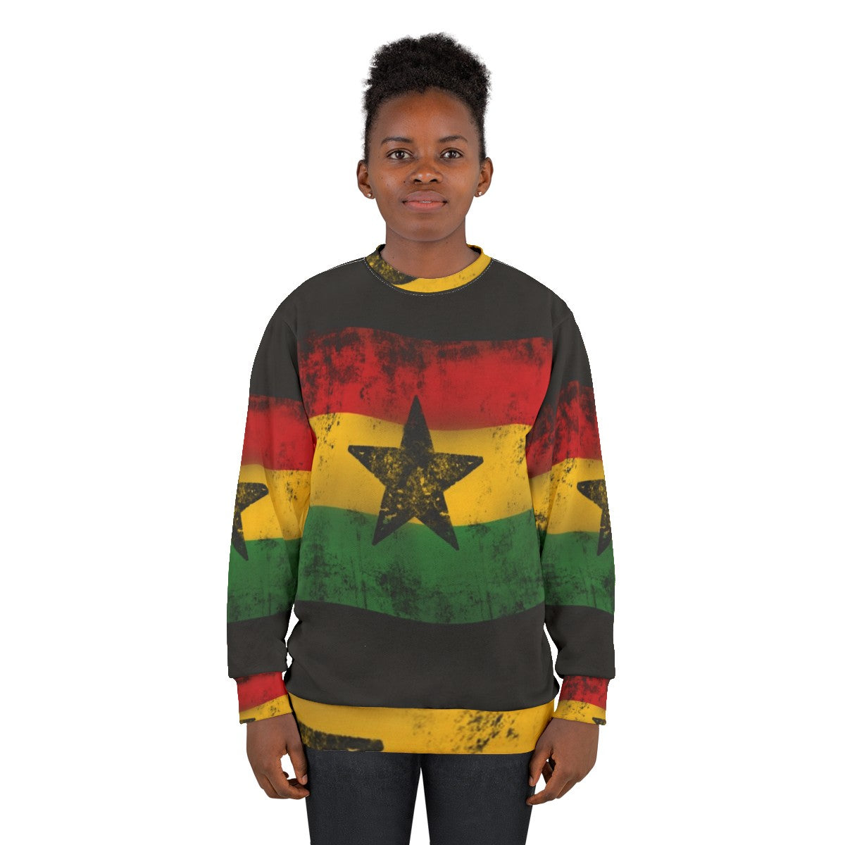 Reggae sweatshirt with One Love Rasta star design - women