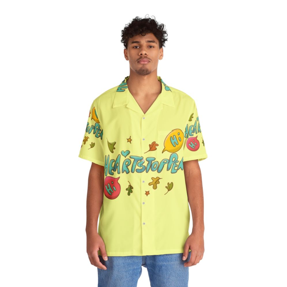 Heartstopper Leaves Hawaiian Shirt with Autumn Leaves and Characters - People Front