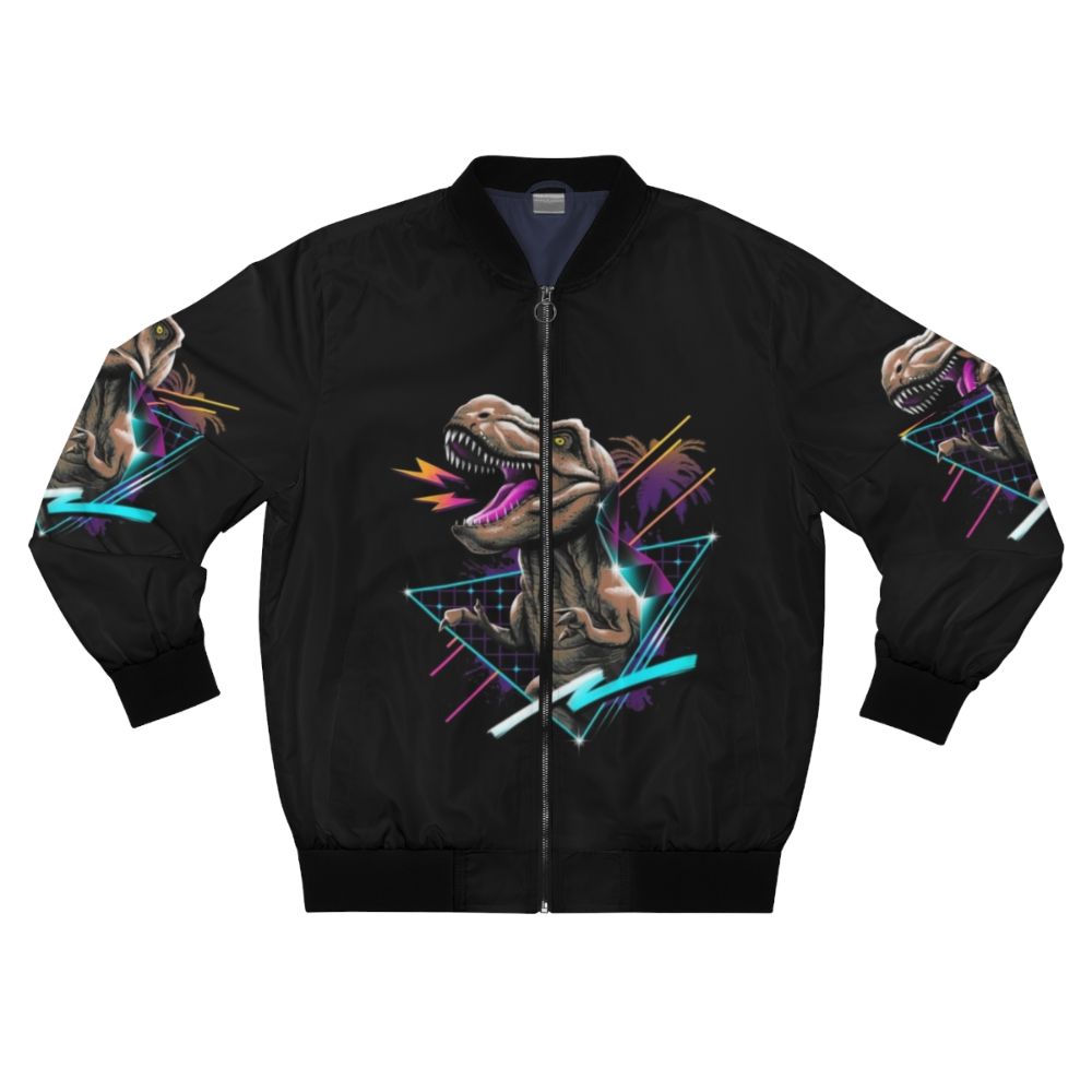 Tyrannosaurus Rex Bomber Jacket with Retro 80s Dinosaur Design