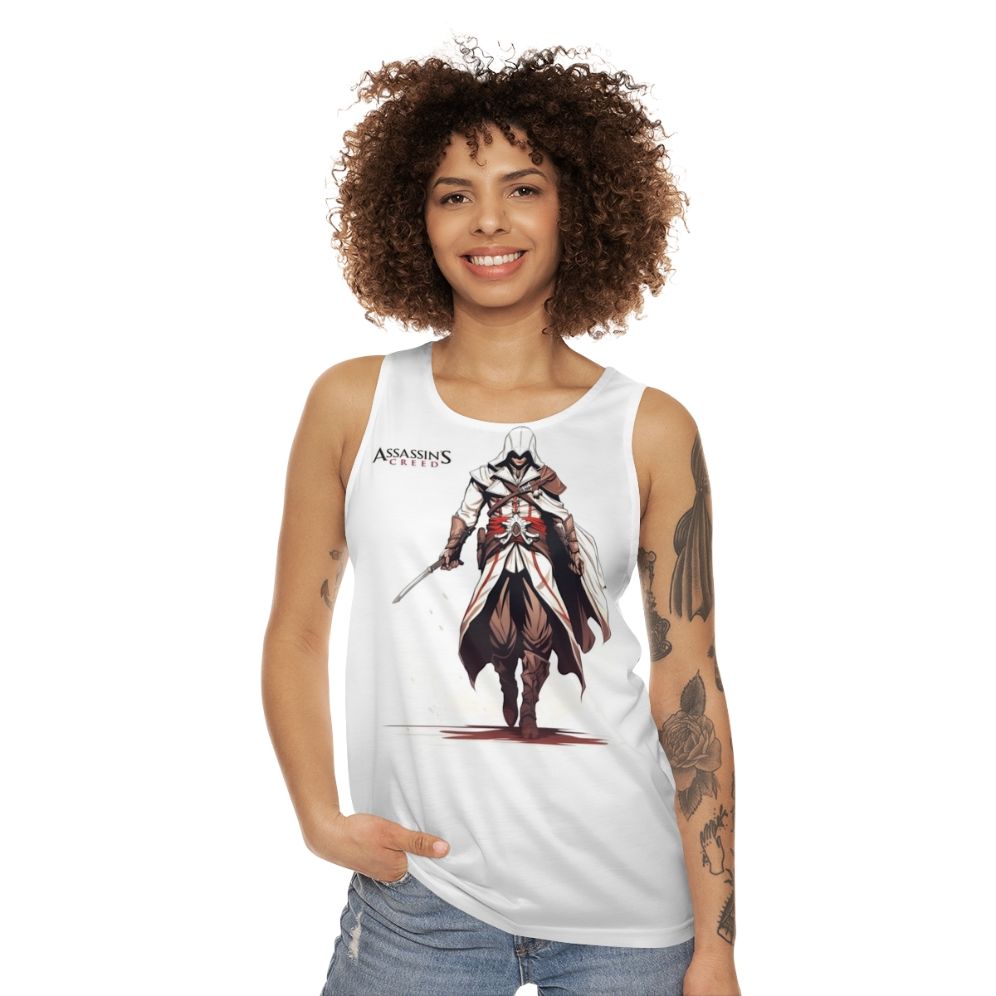 Assassin's Creed inspired unisex tank top with iconic gaming art - women