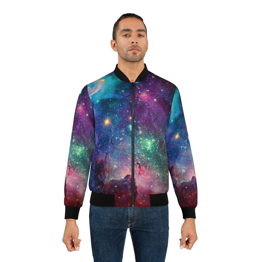 Galaxy bomber jacket featuring planets, stars, and cosmic patterns - Lifestyle