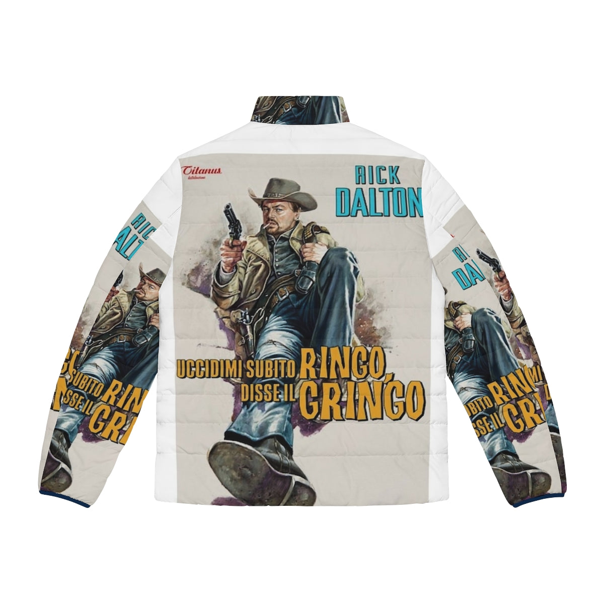 Once Upon a Time in Hollywood Puffer Jacket featuring Leonardo DiCaprio and Quentin Tarantino inspired design - Back