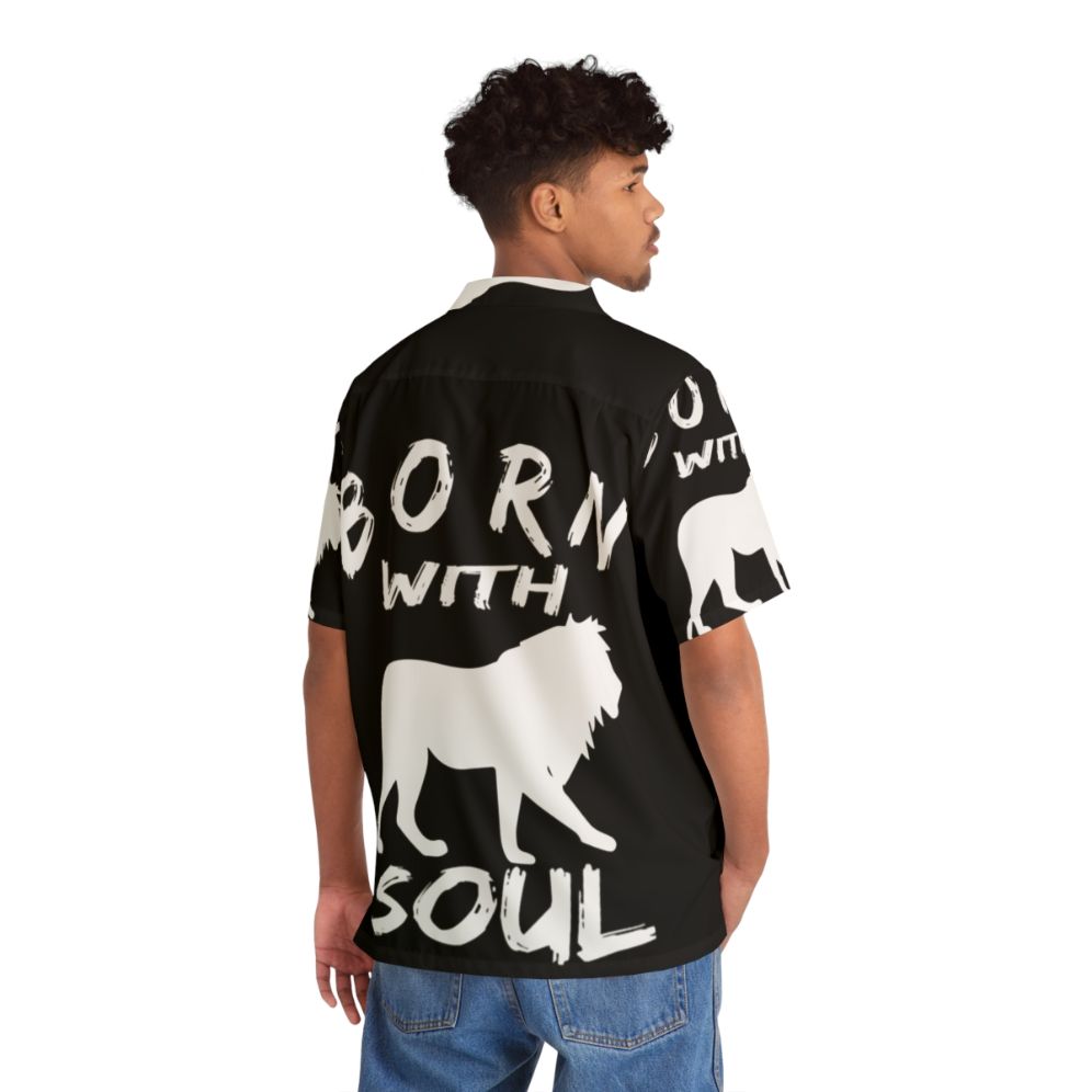 Born With Lion Soul Hawaiian Shirt with Lion Print Design - People Back