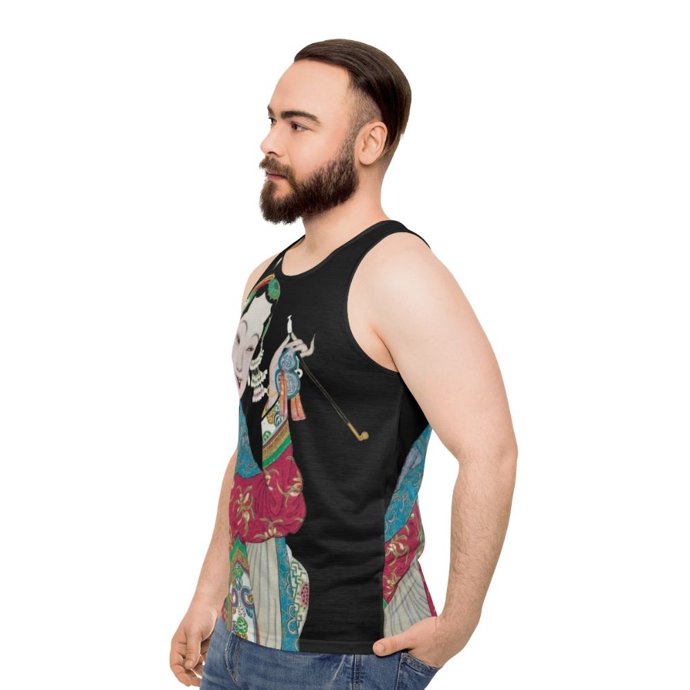 Unisex tank top featuring a captivating vintage Chinese opera figure - men side