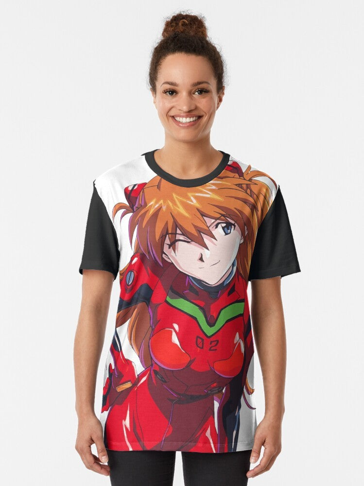 Asuka Langley Soryu from Neon Genesis Evangelion anime graphic t-shirt design - Women